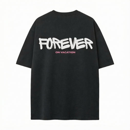 FOREVER ON VACATION OVERSIZED T-SHIRT BLACK